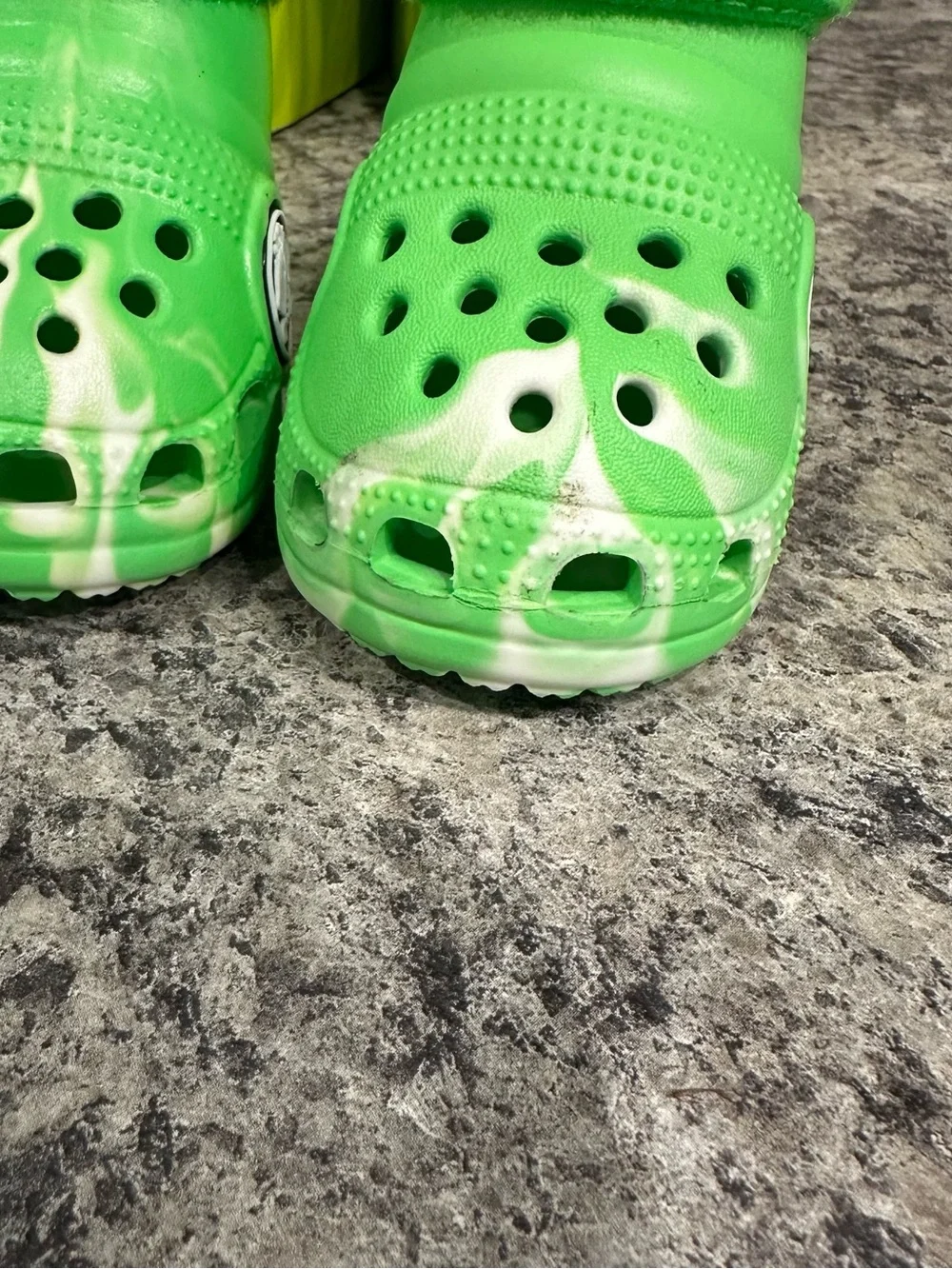 New BARK Crocs Shoes for Dogs Slime Green White Marbled Glow Booties Medium